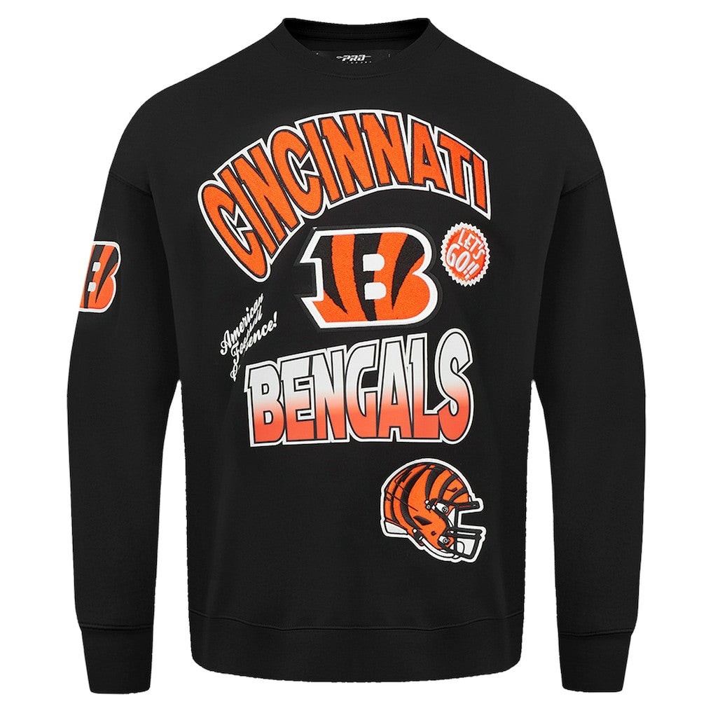 Cincinnati Bengals Pro Standard Turn It Up Drop Shoulder Pullover Sweatshirt Black