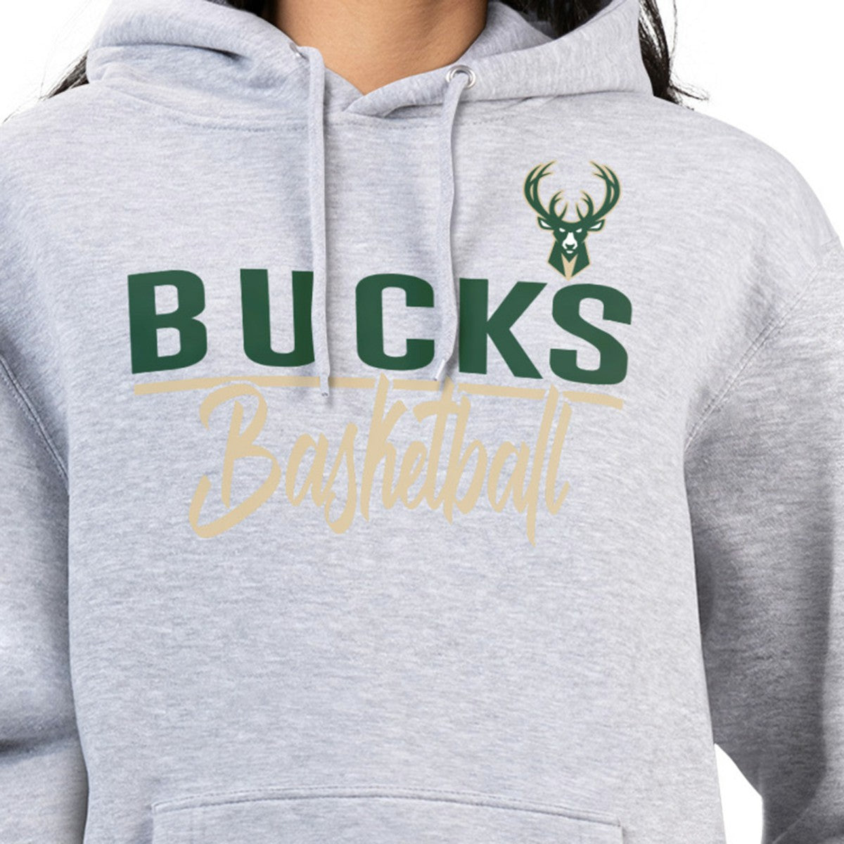 Milwaukee Bucks G-III 4Her by Carl Banks Women's Graphics Fleece Pullover Hoodie Heather Gray