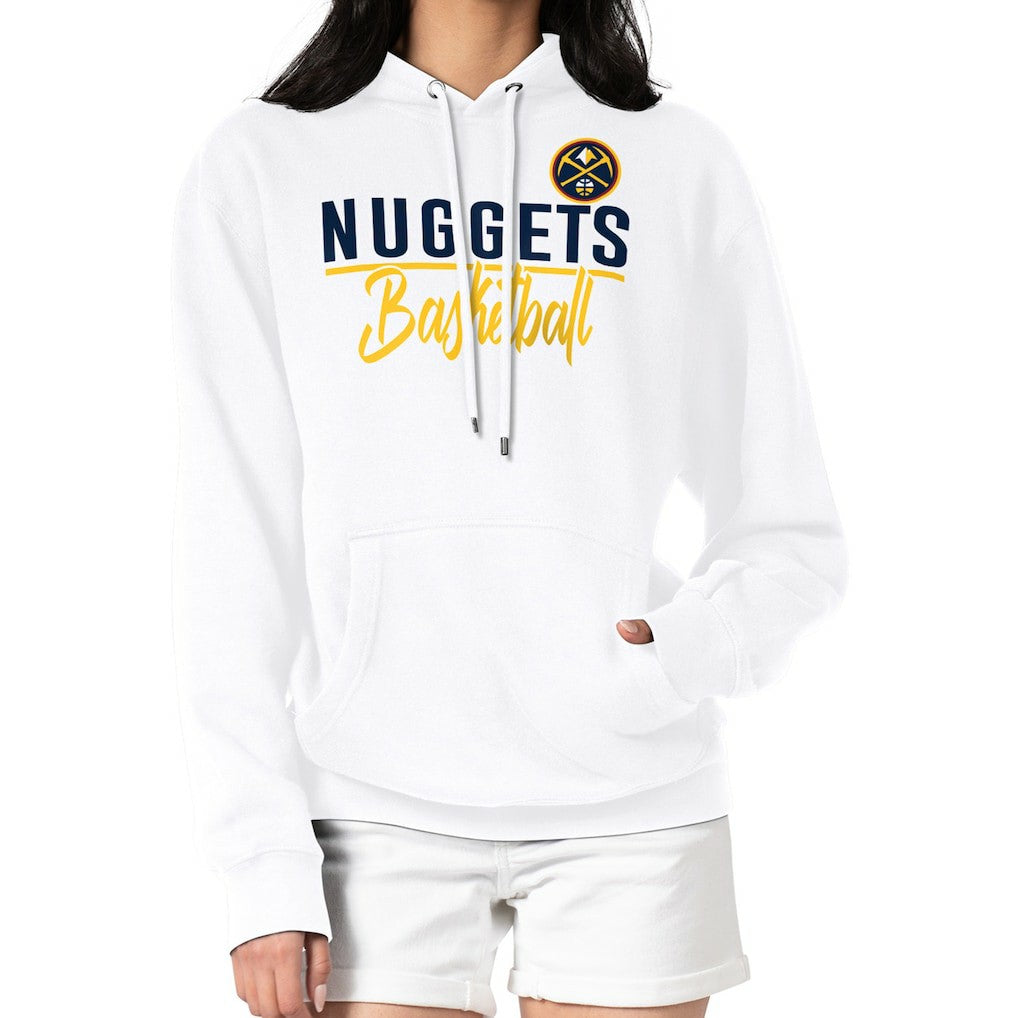 Denver Nuggets G-III 4Her by Carl Banks Women's Graphics Fleece Pullover Hoodie White