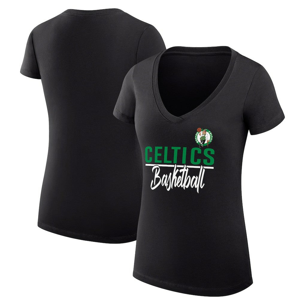 Boston Celtics G-III 4Her by Carl Banks Women's Super-Slim Fit Lightweight Team Sport V-Neck T-Shirt Black