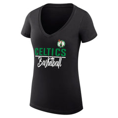 Boston Celtics G-III 4Her by Carl Banks Women's Super-Slim Fit Lightweight Team Sport V-Neck T-Shirt Black