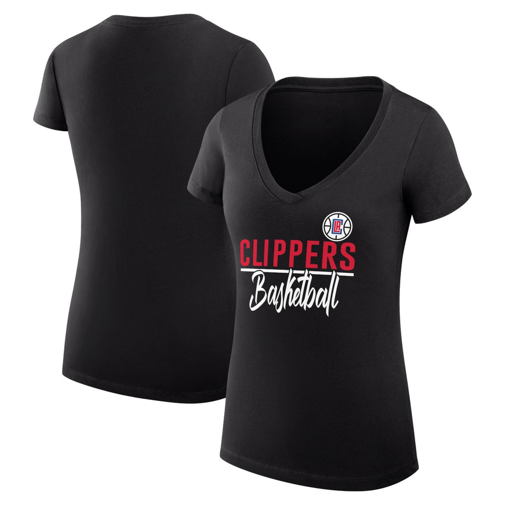 LA Clippers G-III 4Her by Carl Banks Women's Super-Slim Fit Lightweight Team Sport V-Neck T-Shirt Black