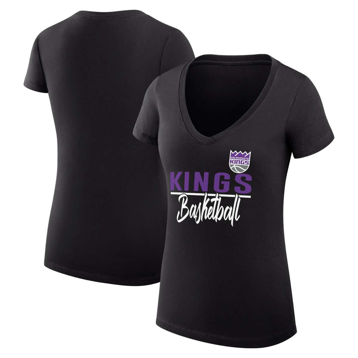 Sacramento Kings G-III 4Her by Carl Banks Women's Super-Slim Fit Lightweight Team Sport V-Neck T-Shirt Black