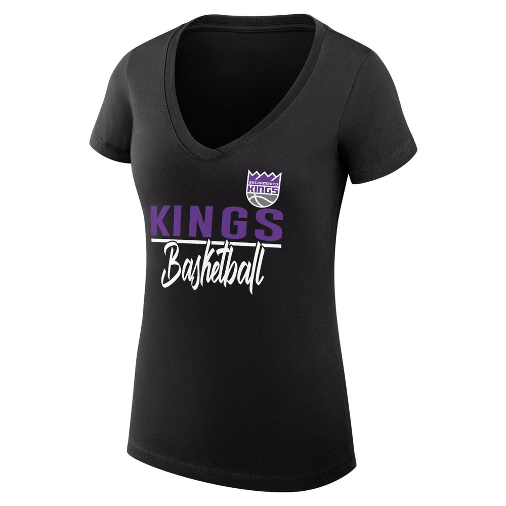 Sacramento Kings G-III 4Her by Carl Banks Women's Super-Slim Fit Lightweight Team Sport V-Neck T-Shirt Black