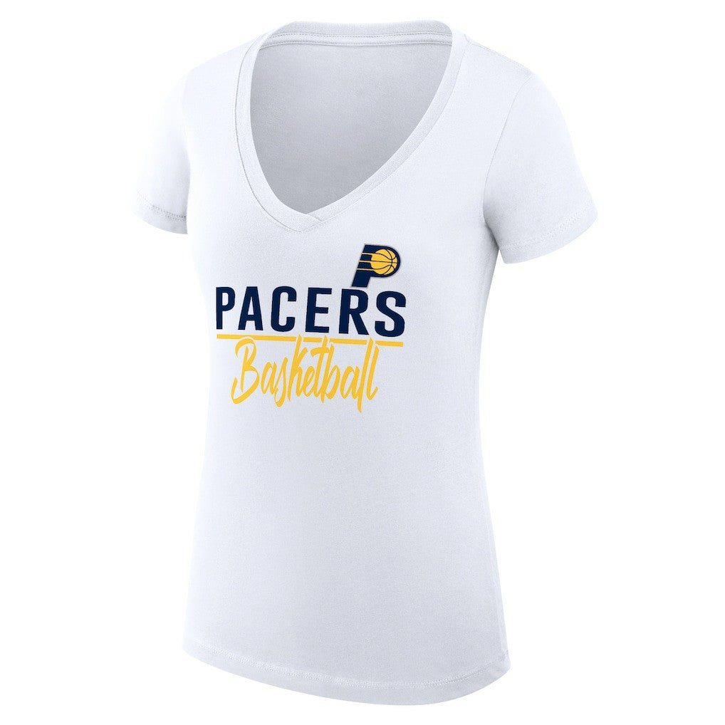 Indiana Pacers G-III 4Her by Carl Banks Women's Super-Slim Fit Lightweight Team Sport V-Neck T-Shirt White