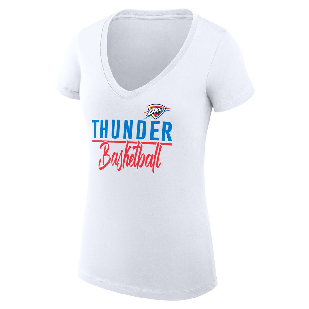 Oklahoma City Thunder G-III 4Her by Carl Banks Women's Super-Slim Fit Lightweight Team Sport V-Neck T-Shirt White