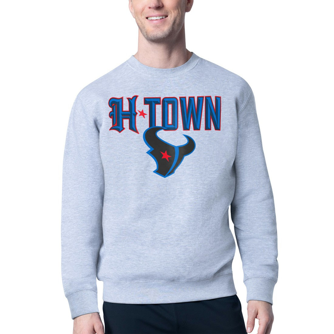 Houston Texans Starter H-Town Graphic Fleece Pullover Sweatshirt Heather Gray