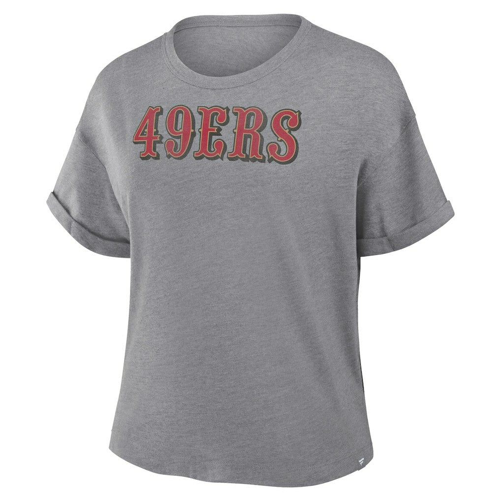 San Francisco 49ers Women's Swing Pass Tri-Blend Boxy T-Shirt Heather Gray