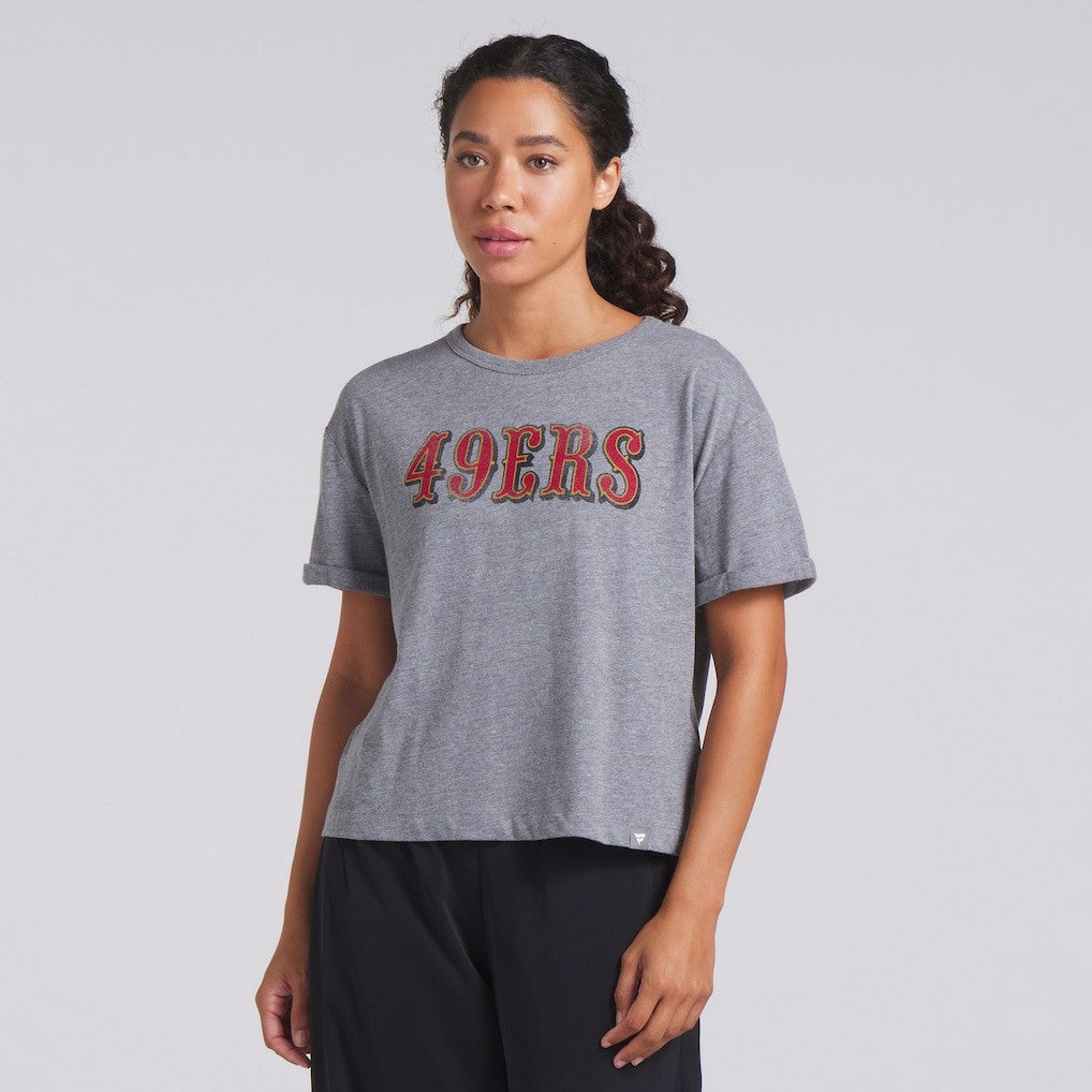 San Francisco 49ers Women's Swing Pass Tri-Blend Boxy T-Shirt Heather Gray