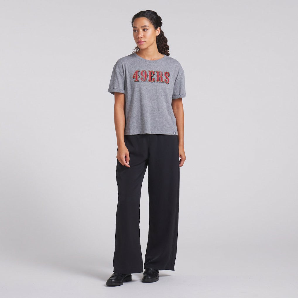 San Francisco 49ers Women's Swing Pass Tri-Blend Boxy T-Shirt Heather Gray