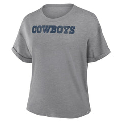 Dallas Cowboys Women's Swing Pass Tri-Blend Boxy T-Shirt Heather Gray