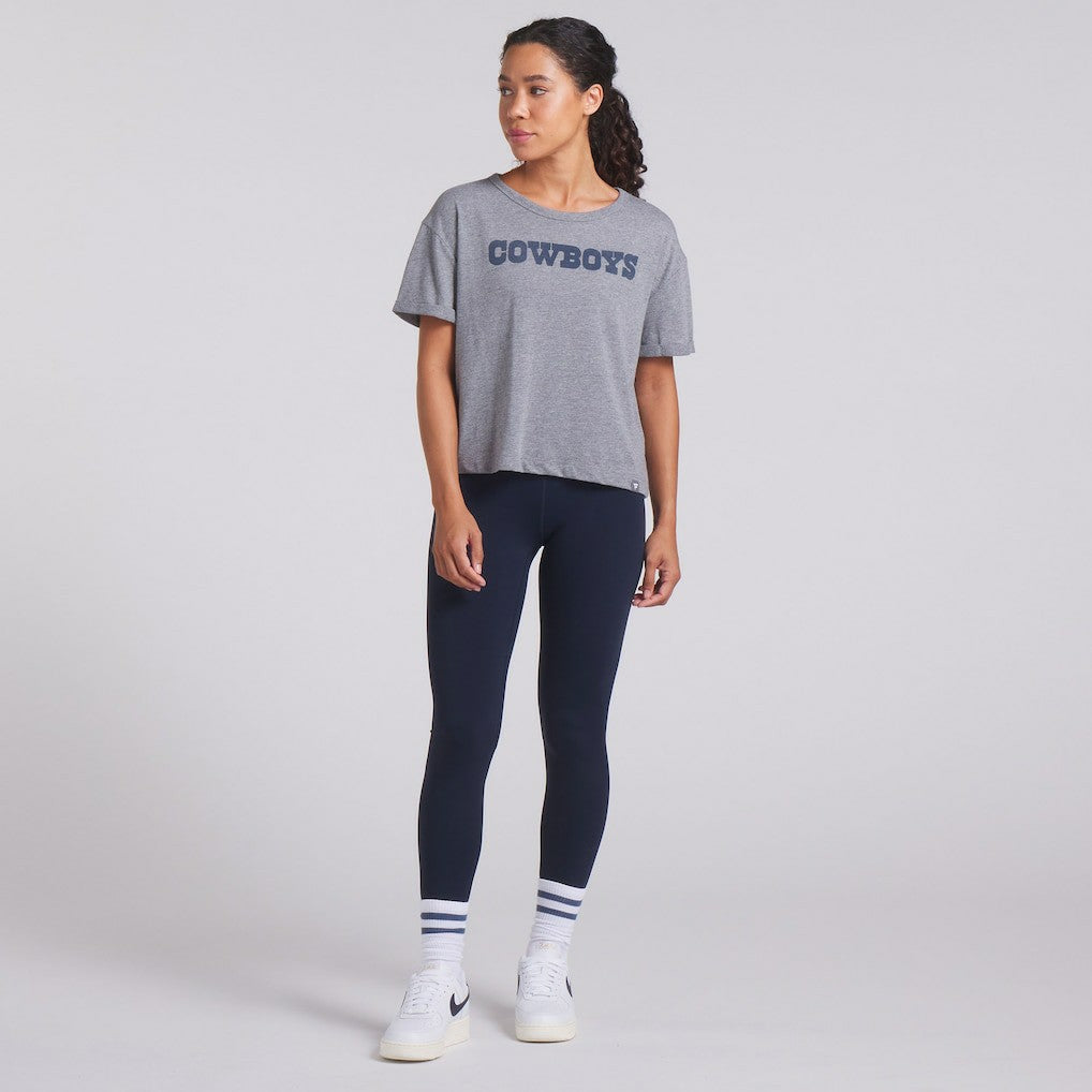 Dallas Cowboys Women's Swing Pass Tri-Blend Boxy T-Shirt Heather Gray
