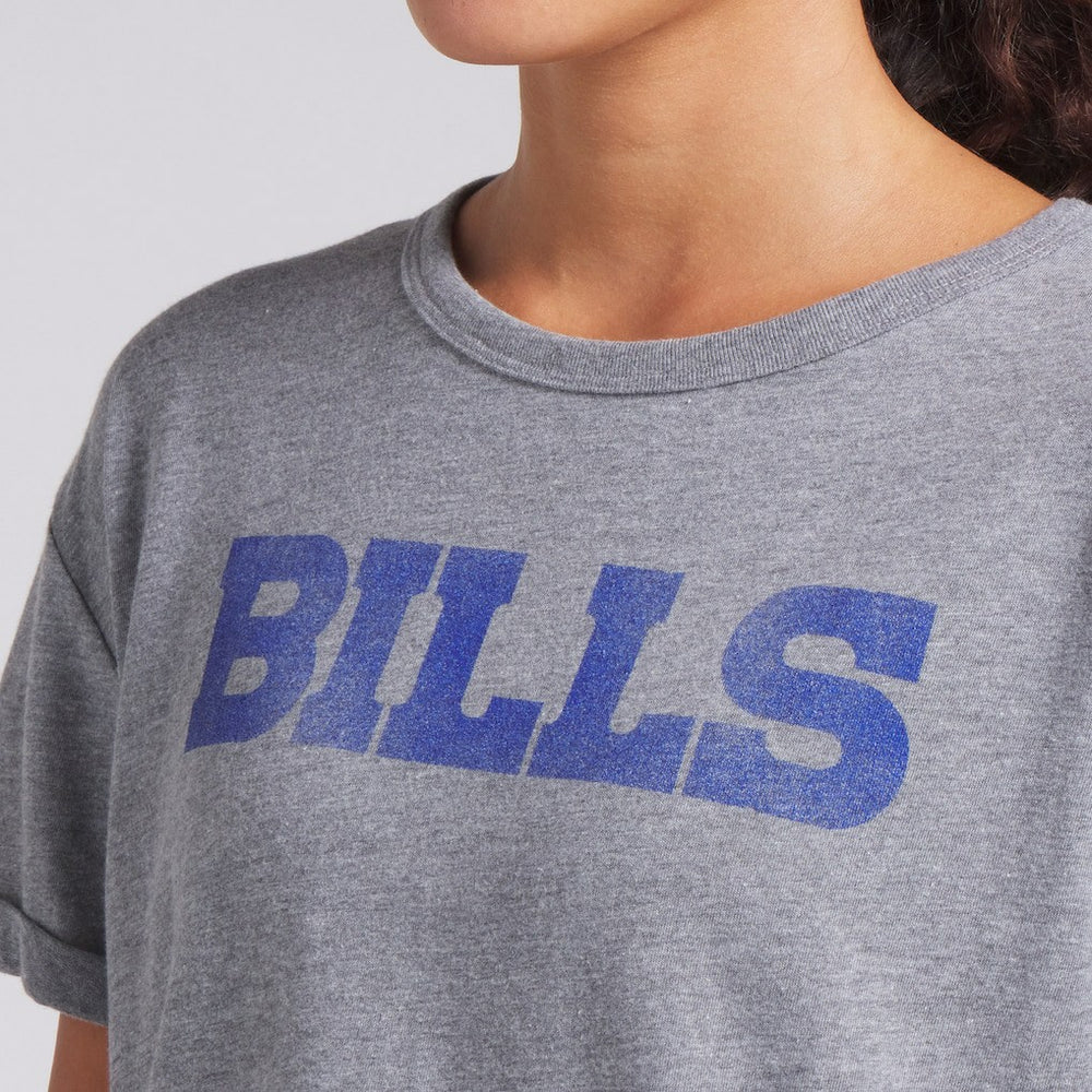 Buffalo Bills Women's Swing Pass Tri-Blend Boxy T-Shirt Heather Gray