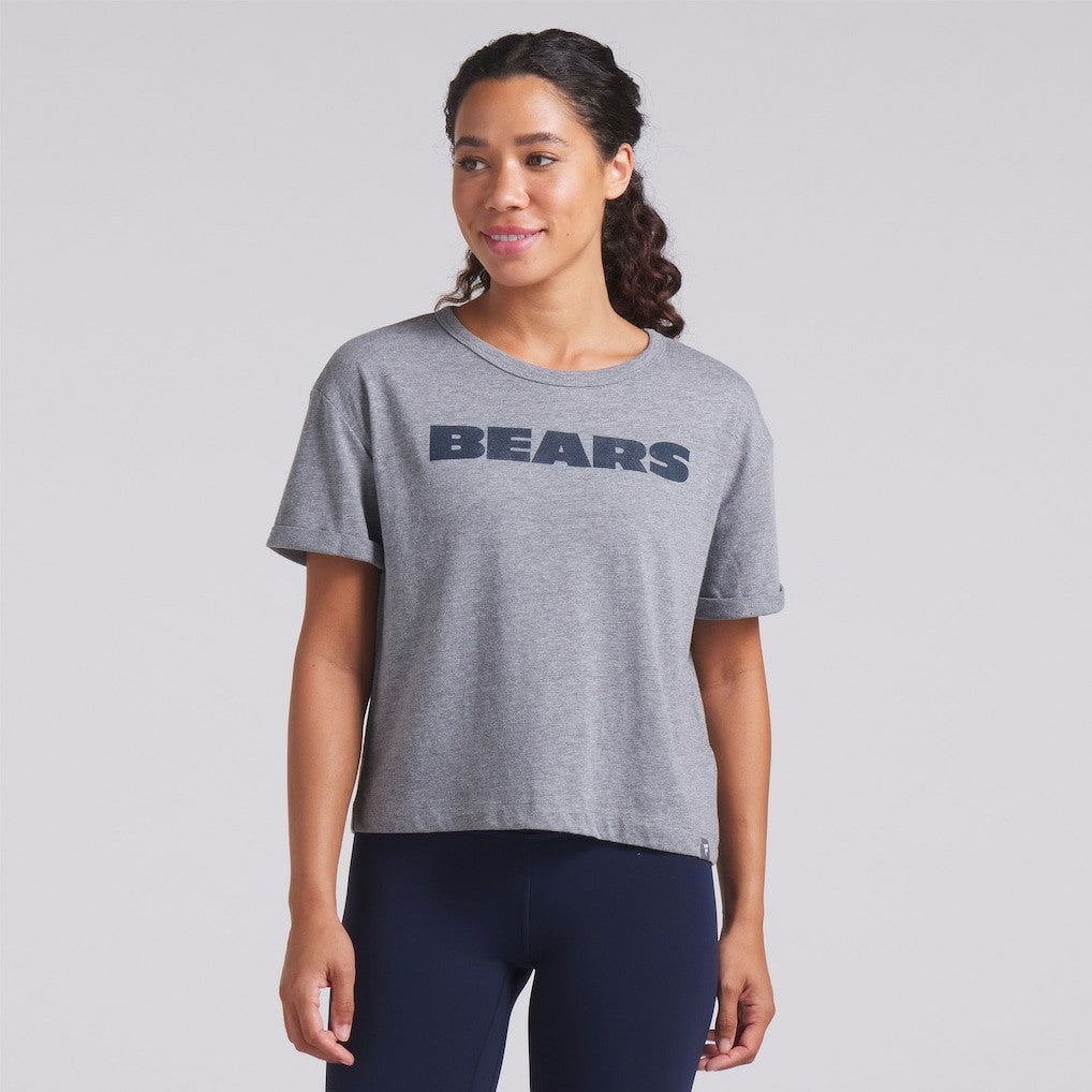 Chicago Bears Women's Swing Pass Tri-Blend Boxy T-Shirt Heather Gray