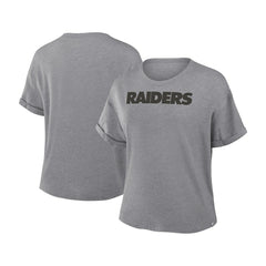 Las Vegas Raiders Women's Swing Pass Tri-Blend Boxy T-Shirt Heather Gray