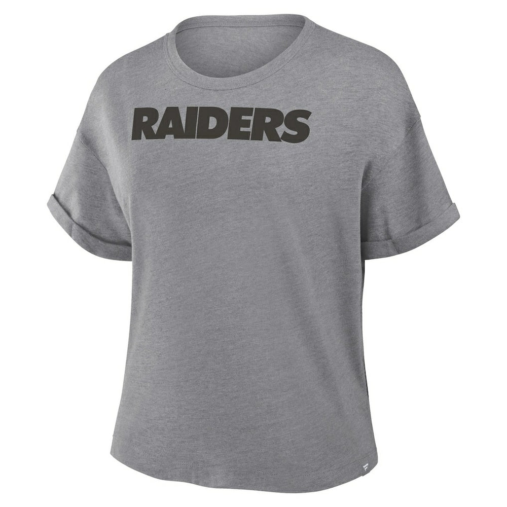 Las Vegas Raiders Women's Swing Pass Tri-Blend Boxy T-Shirt Heather Gray