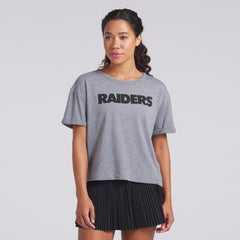 Las Vegas Raiders Women's Swing Pass Tri-Blend Boxy T-Shirt Heather Gray