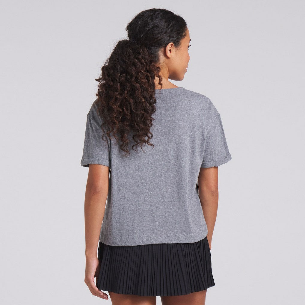 Las Vegas Raiders Women's Swing Pass Tri-Blend Boxy T-Shirt Heather Gray