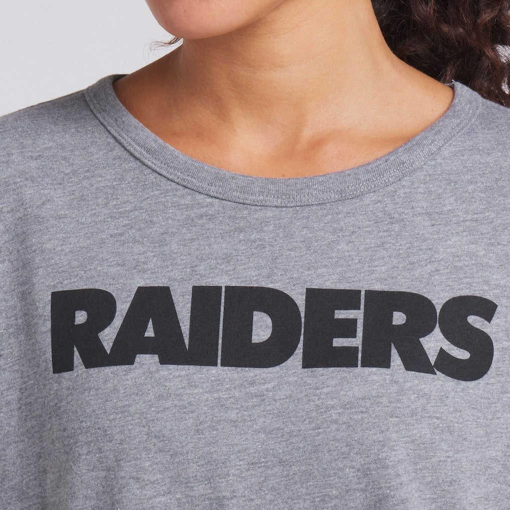 Las Vegas Raiders Women's Swing Pass Tri-Blend Boxy T-Shirt Heather Gray