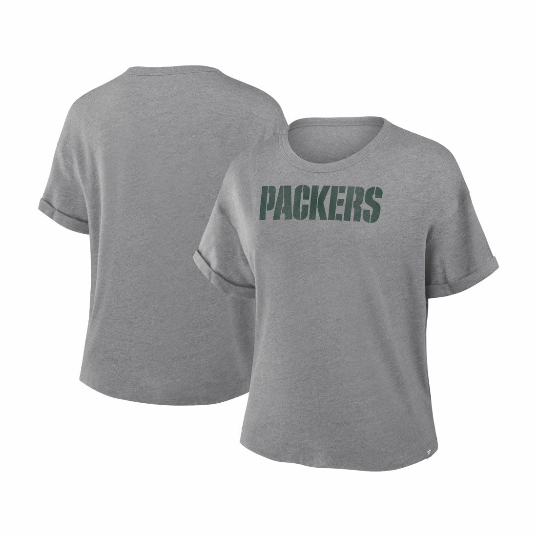 Green Bay Packers Women's Swing Pass Tri-Blend Boxy T-Shirt Heather Gray