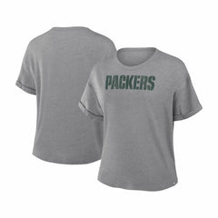 Green Bay Packers Women's Swing Pass Tri-Blend Boxy T-Shirt Heather Gray