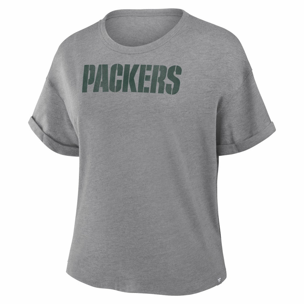 Green Bay Packers Women's Swing Pass Tri-Blend Boxy T-Shirt Heather Gray