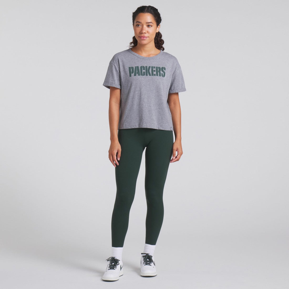 Green Bay Packers Women's Swing Pass Tri-Blend Boxy T-Shirt Heather Gray