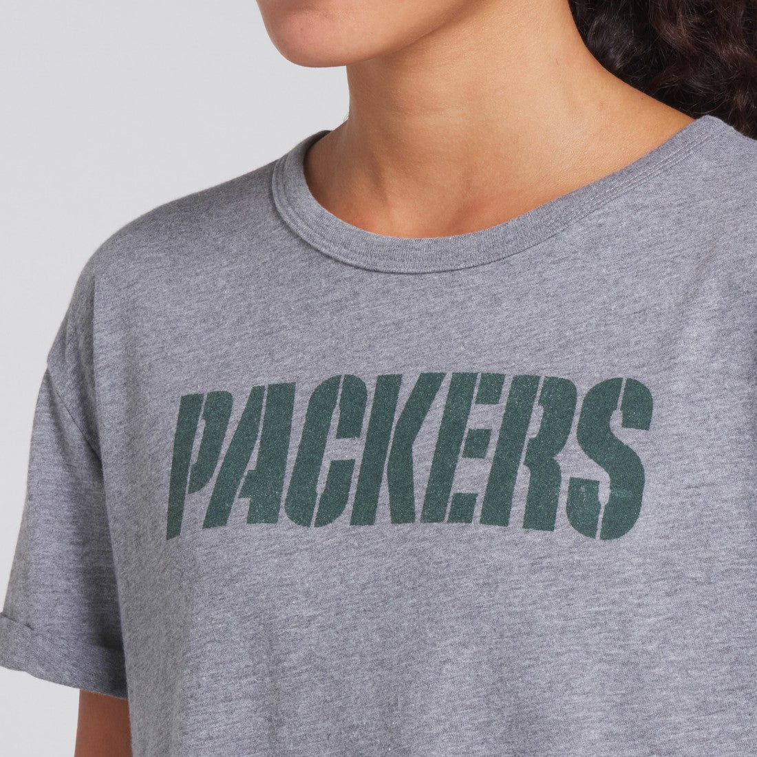Green Bay Packers Women's Swing Pass Tri-Blend Boxy T-Shirt Heather Gray
