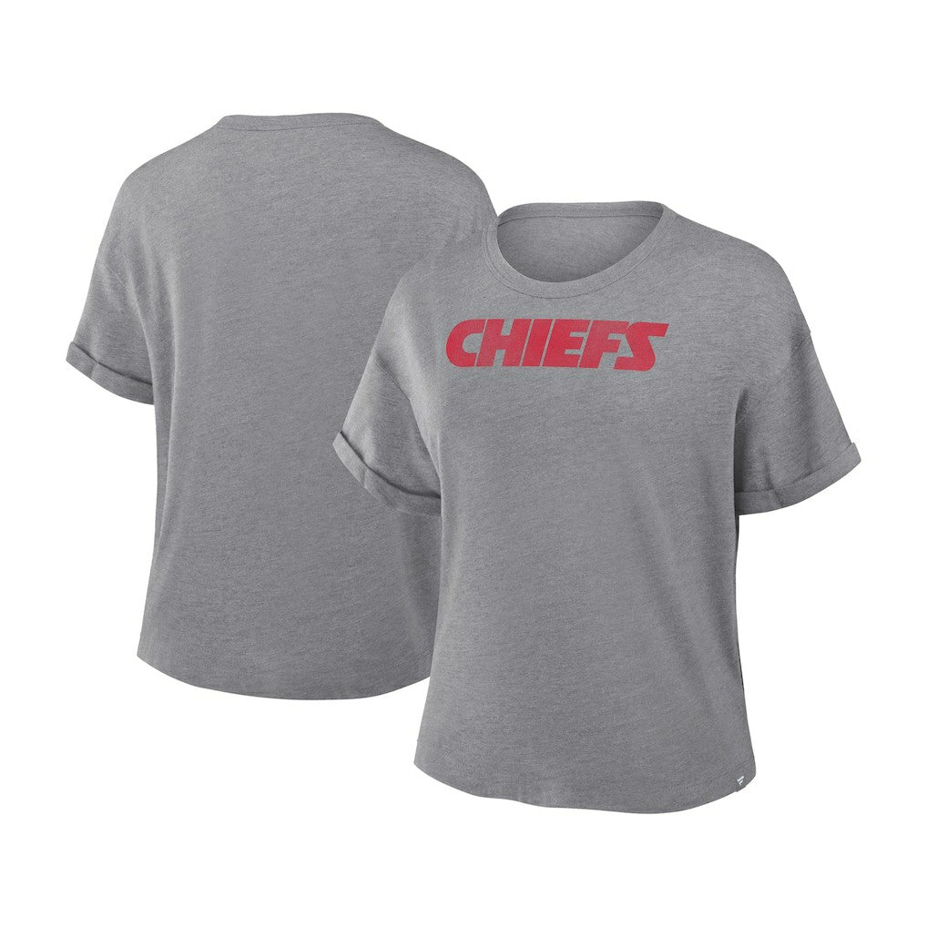 Kansas City Chiefs Women's Swing Pass Tri-Blend Boxy T-Shirt Heather Gray