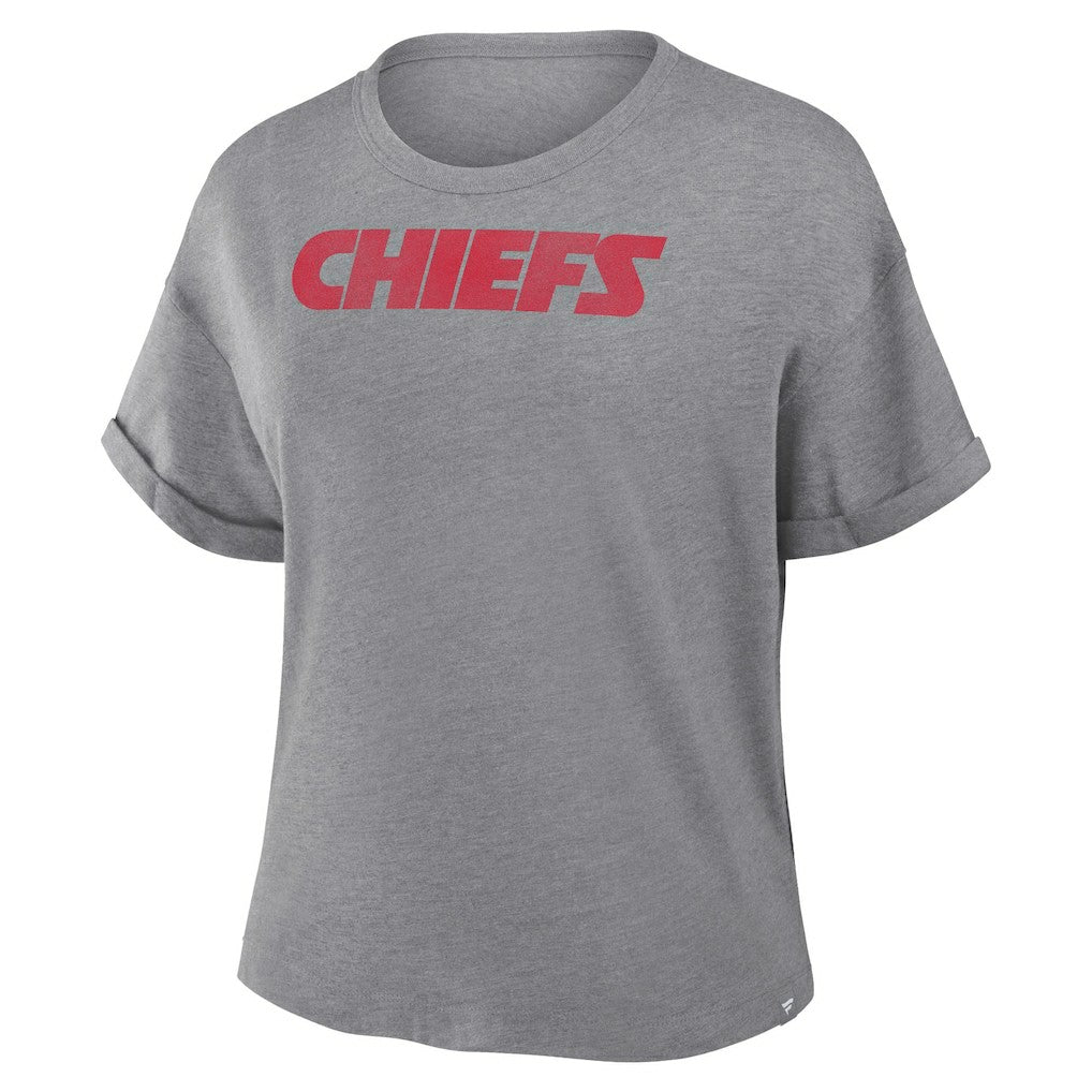 Kansas City Chiefs Women's Swing Pass Tri-Blend Boxy T-Shirt Heather Gray