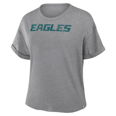 Philadelphia Eagles Women's Swing Pass Tri-Blend Boxy T-Shirt Heather Gray