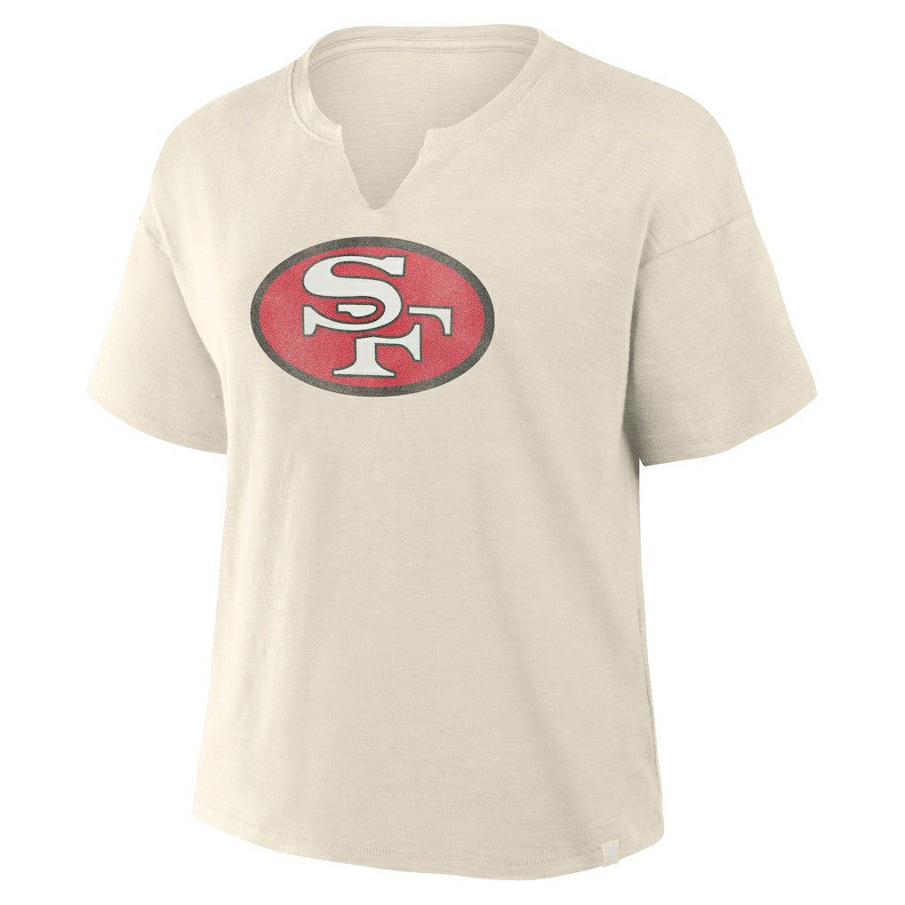 San Francisco 49ers Women's Trick Play Slub Boxy T-Shirt Cream