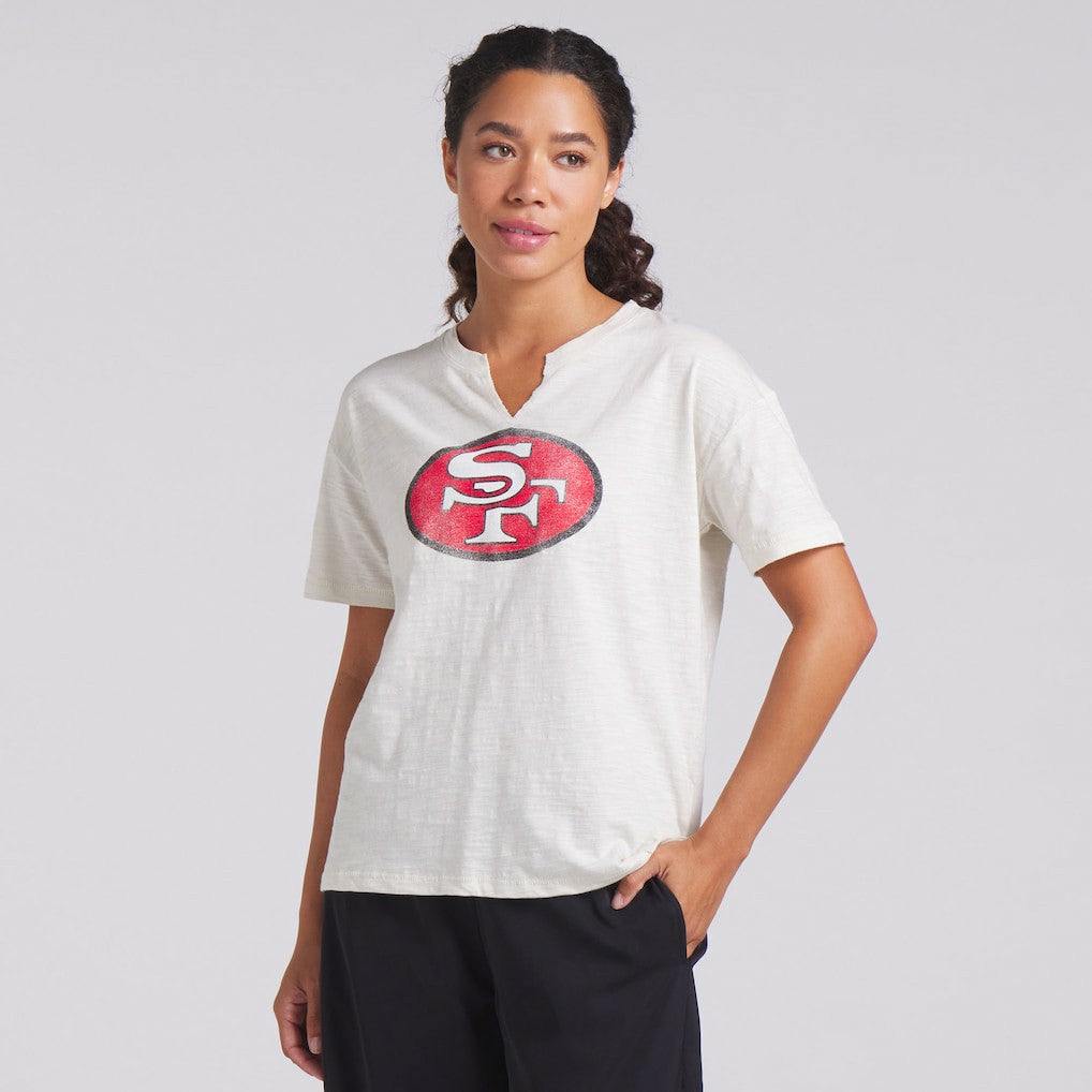 San Francisco 49ers Women's Trick Play Slub Boxy T-Shirt Cream