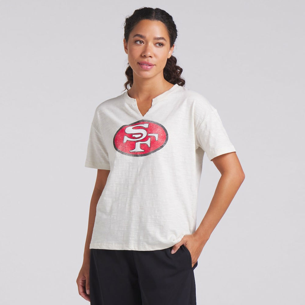 San Francisco 49ers Women's Trick Play Slub Boxy T-Shirt Cream