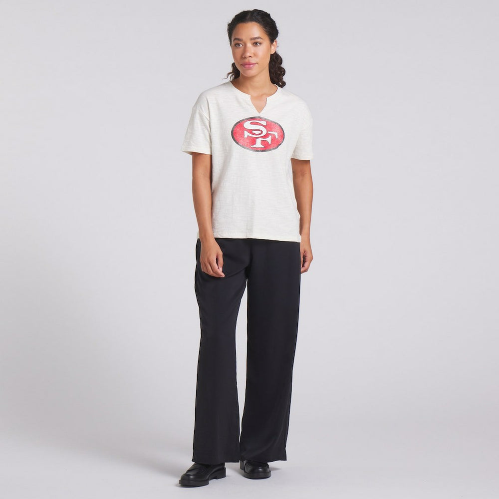 San Francisco 49ers Women's Trick Play Slub Boxy T-Shirt Cream