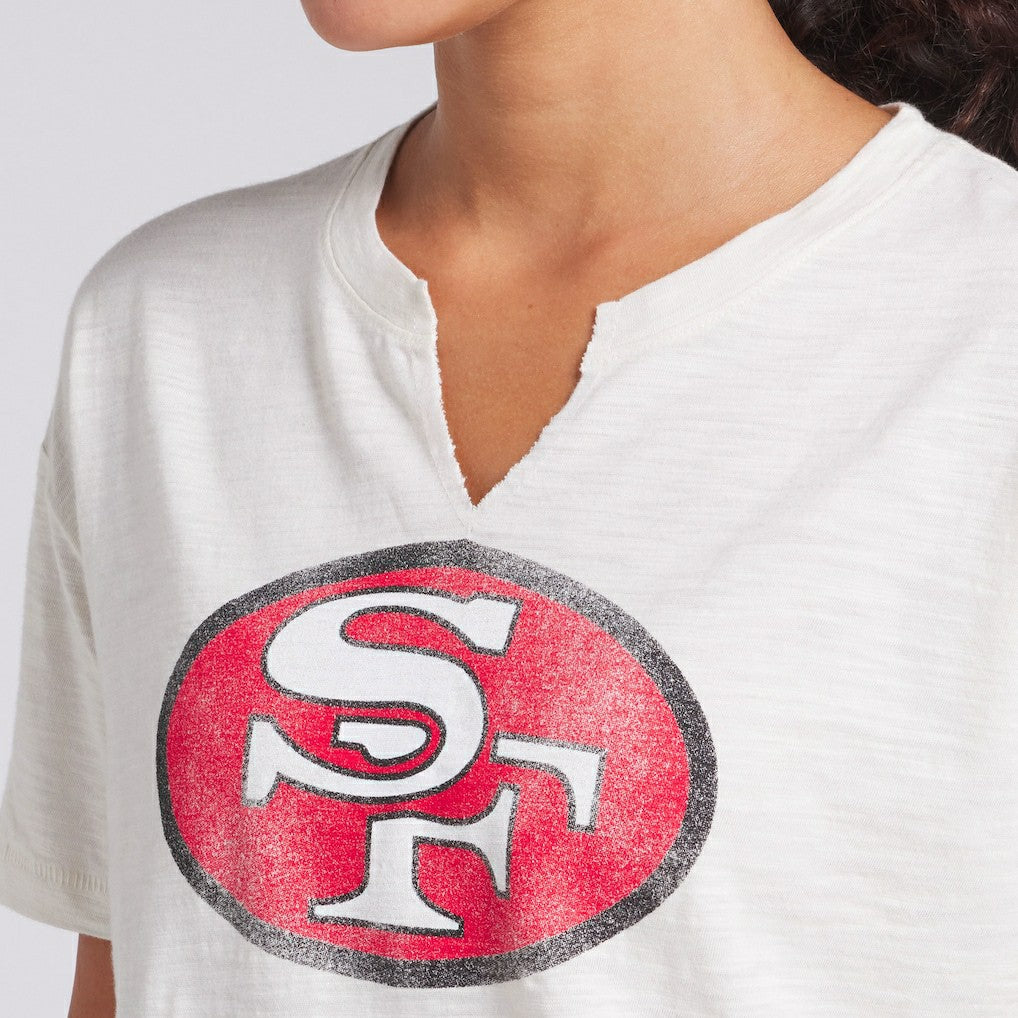 San Francisco 49ers Women's Trick Play Slub Boxy T-Shirt Cream