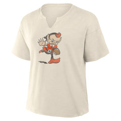 Cleveland Browns Women's Trick Play Slub Boxy T-Shirt Cream