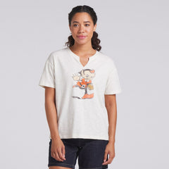 Cleveland Browns Women's Trick Play Slub Boxy T-Shirt Cream