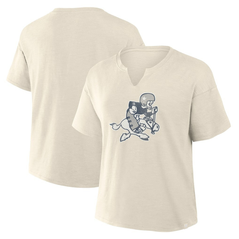 Dallas Cowboys Women's Trick Play Slub Boxy T-Shirt Cream