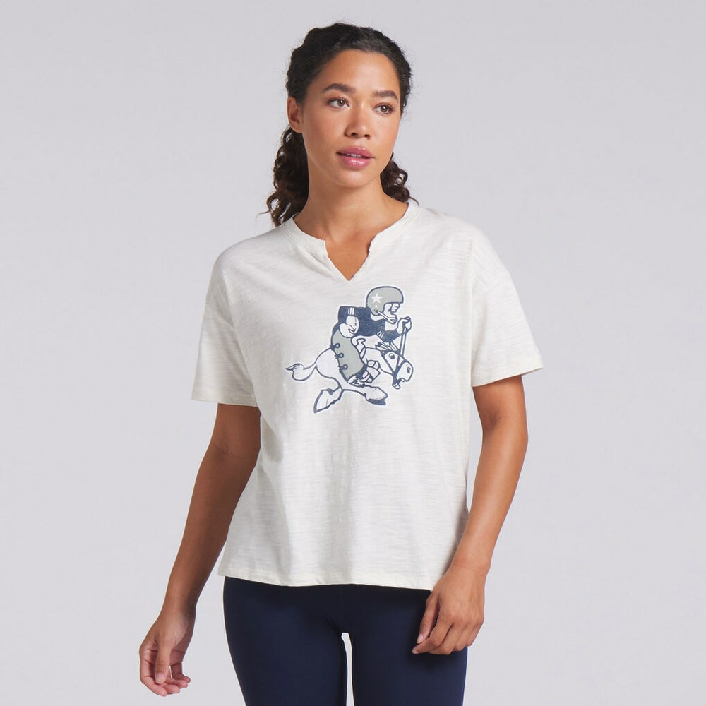 Dallas Cowboys Women's Trick Play Slub Boxy T-Shirt Cream