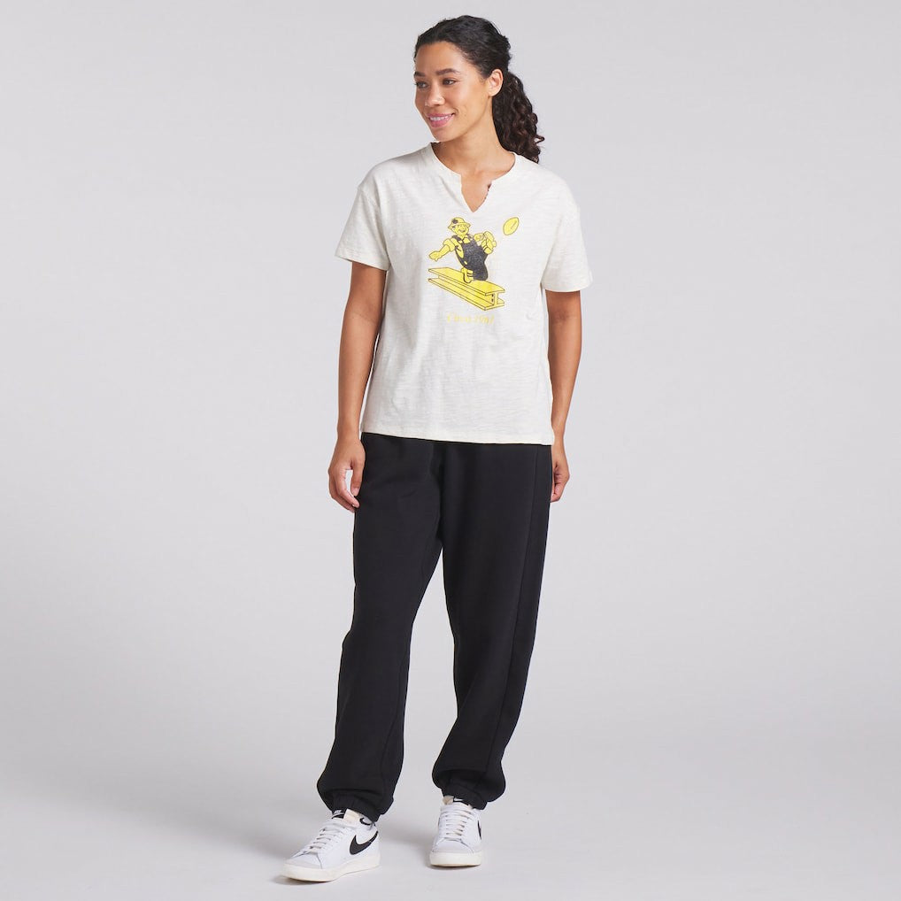Pittsburgh Steelers Women's Trick Play Slub Boxy T-Shirt Cream