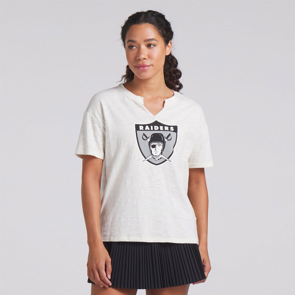 Las Vegas Raiders Women's Trick Play Slub Boxy T-Shirt Cream