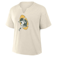 Green Bay Packers Women's Trick Play Slub Boxy T-Shirt Cream