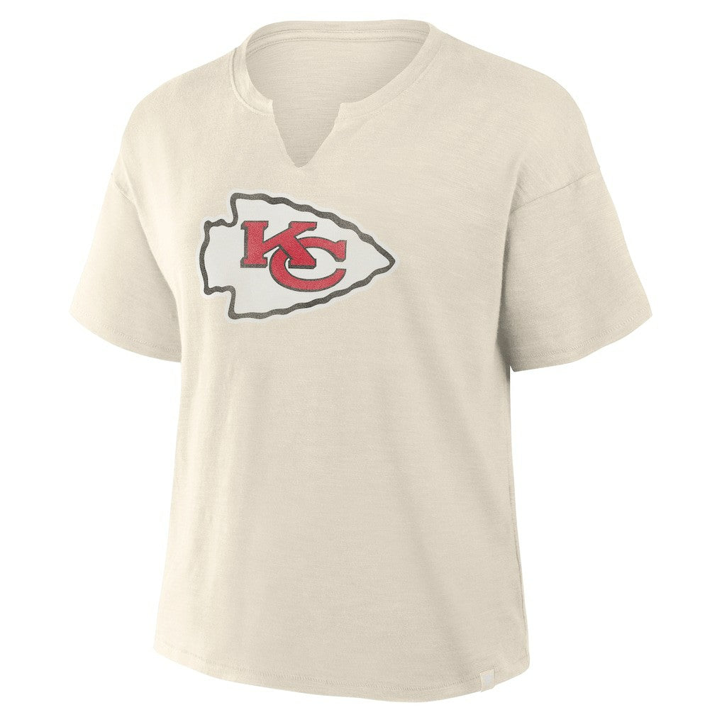 Kansas City Chiefs Women's Trick Play Slub Boxy T-Shirt Cream