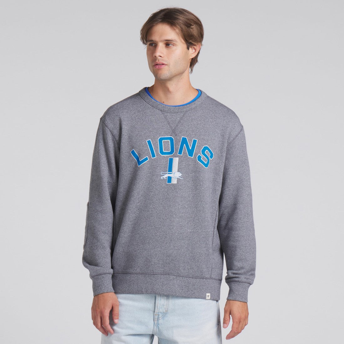 Detroit Lions Loop Terry Pullover Sweatshirt Heather Gray