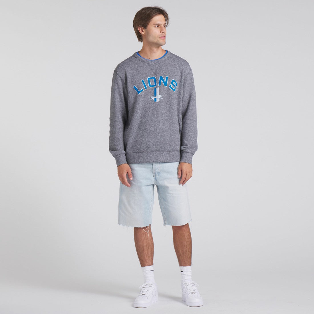 Detroit Lions Loop Terry Pullover Sweatshirt Heather Gray