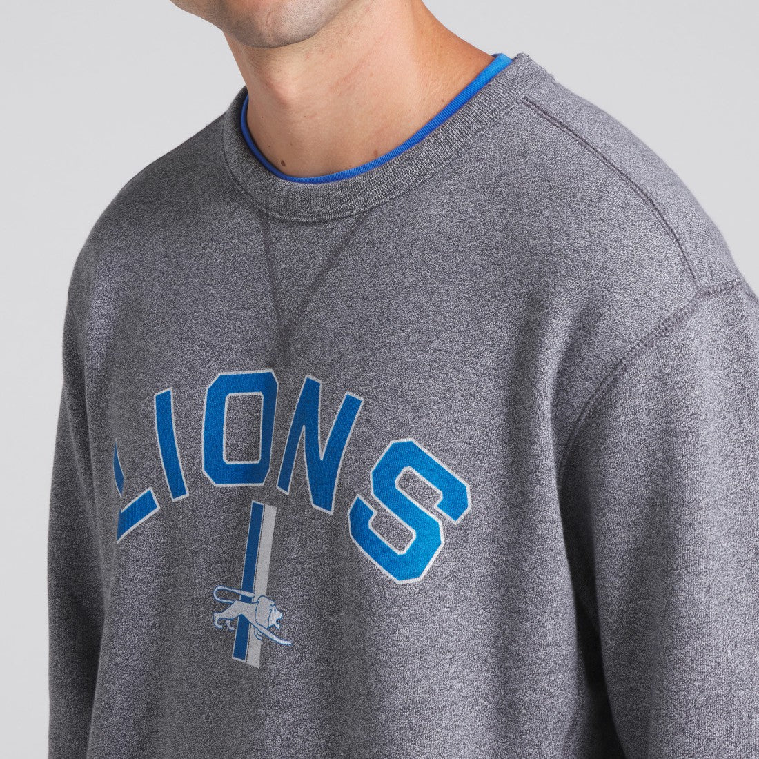 Detroit Lions Loop Terry Pullover Sweatshirt Heather Gray