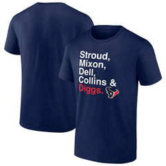 Houston Texans Stroud, Mixon, Dell, Collins & Diggs T-Shirt Navy