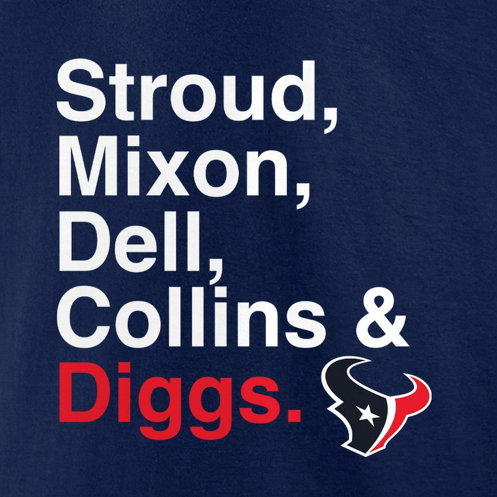 Houston Texans Stroud, Mixon, Dell, Collins & Diggs T-Shirt Navy