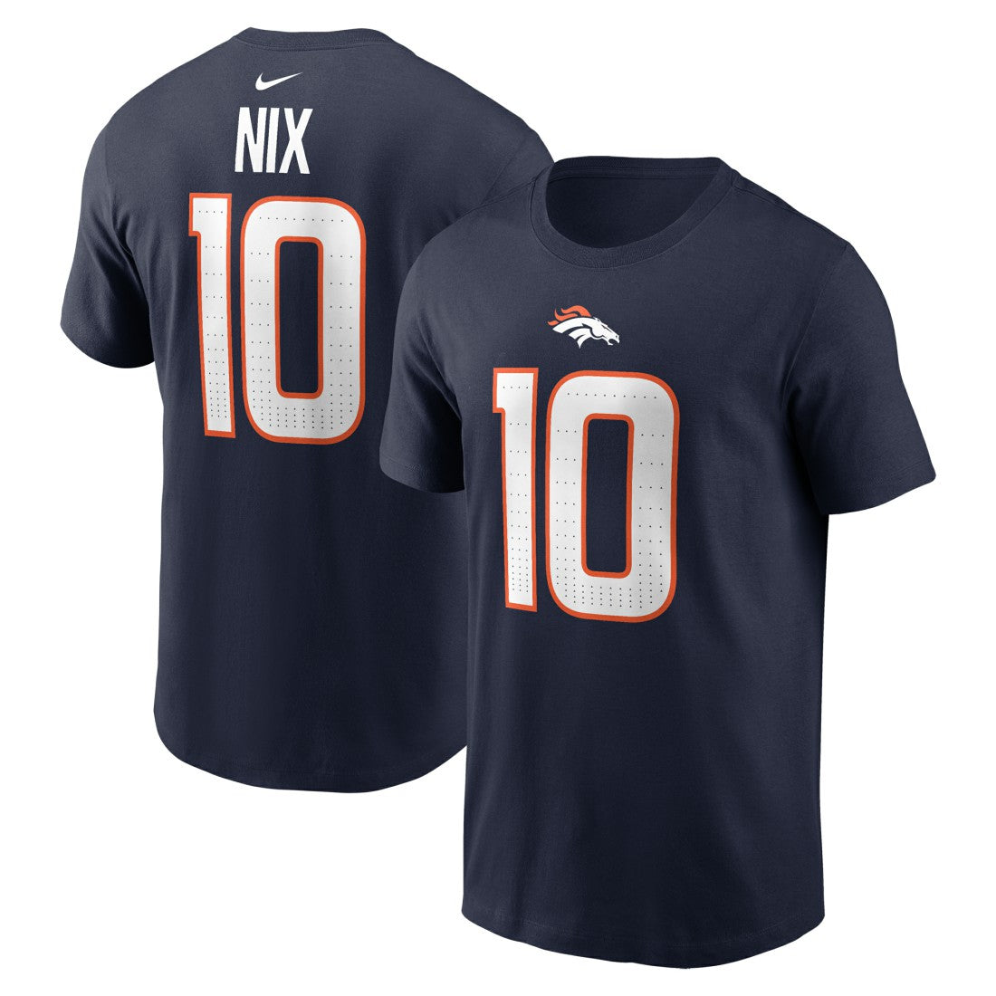 Bo Nix Denver Broncos Player Name & Number T-Shirt Navy